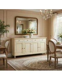 Madia credenza 4 ante 4 cassetti legno shabby avorio 196X43X98H