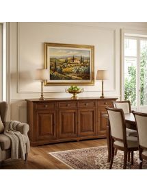 Madia credenza classica 4 porte legno tinta noce 220x45x96