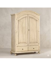 ARMADIO ARTE POVERA 2 ANTE SHABBY LEGNO AVORIO PATINATO 125X61X200