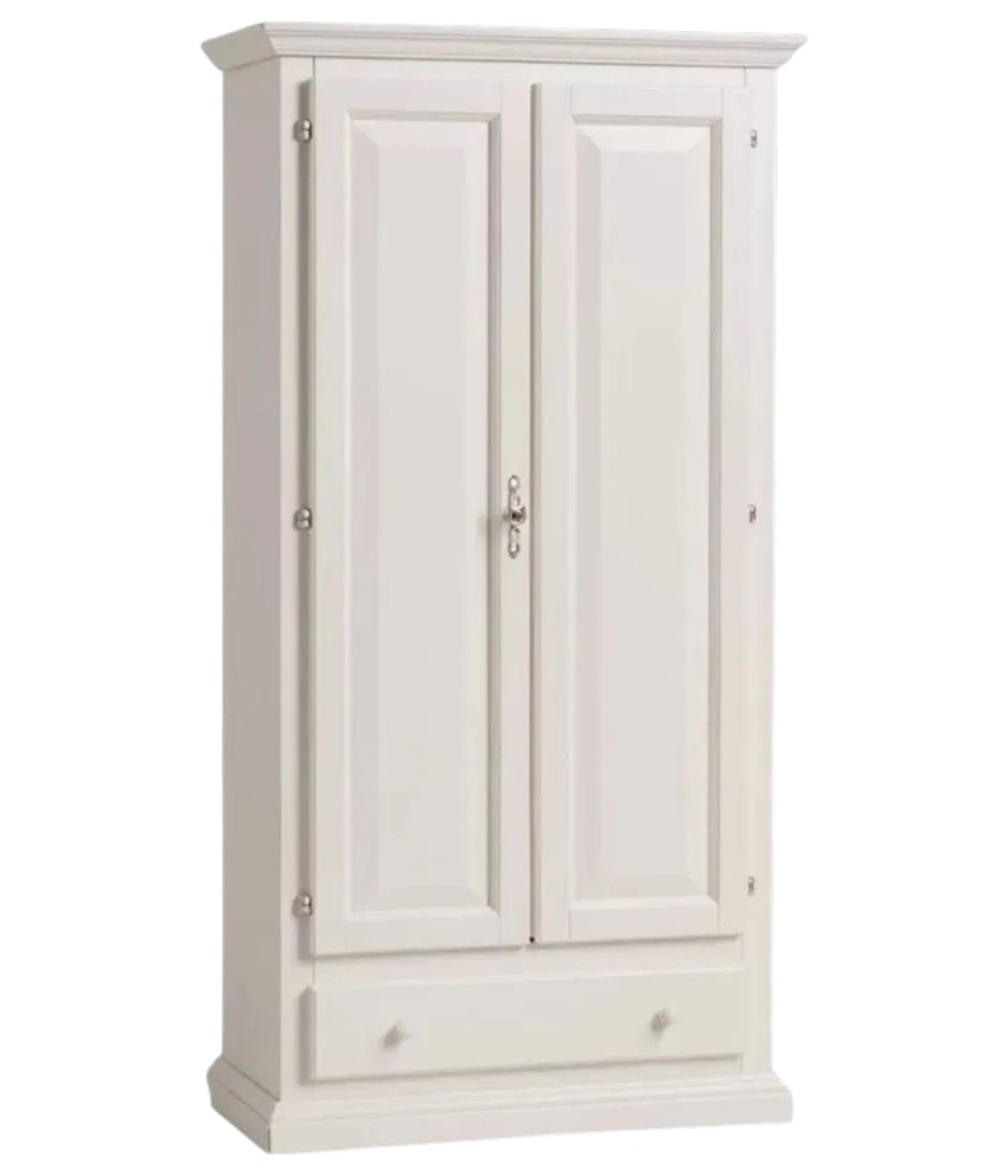 ARMADIO 2 PORTE LEGNO SHABBY BIANCO ANTICATO 90X45X180