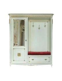 MOBILI 2G - Armadio classico ingresso Legno bianco argento oro 180x50x209