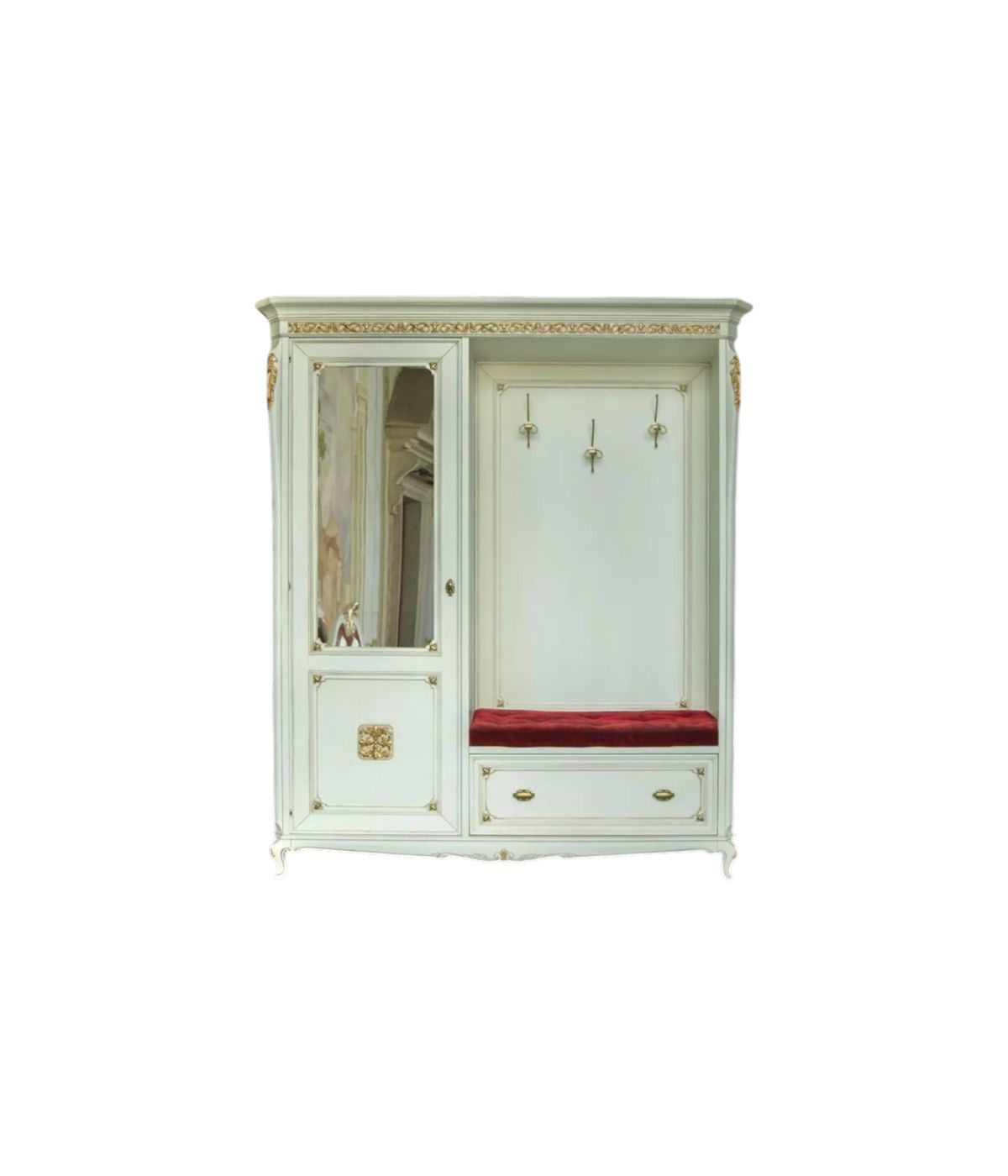 MOBILI 2G - Armadio classico ingresso Legno bianco argento oro 180x50x209