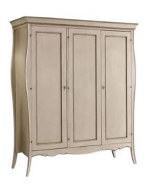 MOBILI 2G - Armadio classico 3 porte in legno shabby avorio tortora 182x64x212
