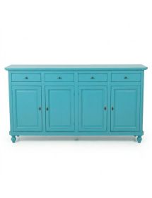 Madia credenza 4 porte arte povera legno azzurro 196X43X96
