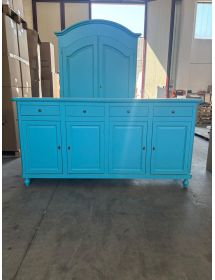Madia credenza 4 porte arte povera legno azzurro 196X43X96