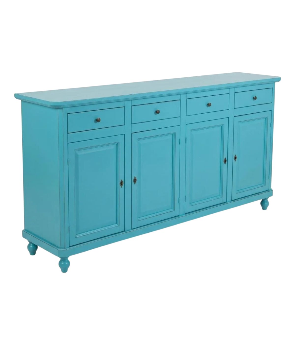 Madia credenza 4 porte arte povera legno azzurro 196X43X96