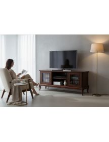 Porta tv 2 porte arte povera legno tinta noce 164x46x64
