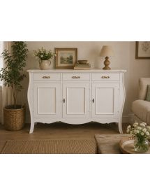 MADIA CREDENZA 3 PORTE IN LEGNO BIANCO OPACO L.151.P.50 H.105 (3088)