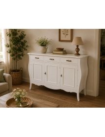 MADIA CREDENZA 3 PORTE IN LEGNO BIANCO OPACO L.151.P.50 H.105 (3088)