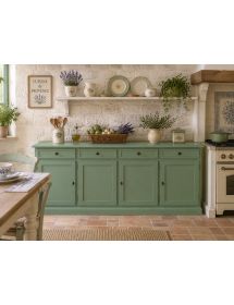 Madia Credenza arte povera Legno 3 Porte verde salvia 205x42x86