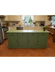 Madia Credenza arte povera Legno 3 Porte verde salvia 205x42x86