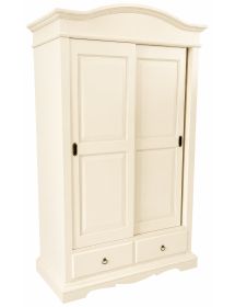 Armadio 2 ante scorrevoli legno shabby avorio 122X59X200