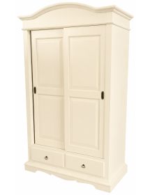 Armadio 2 ante scorrevoli legno shabby avorio 122X59X200