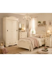 Armadio 2 ante scorrevoli legno shabby avorio 122X59X200