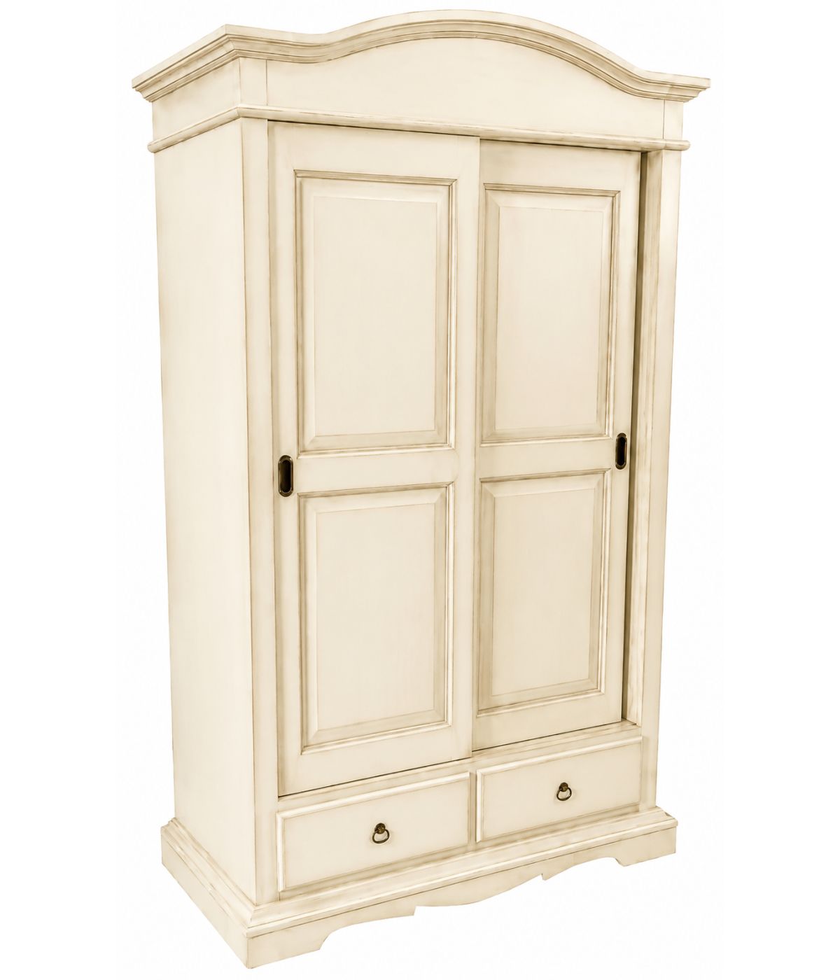 Armadio 2 ante scorrevoli legno shabby avorio anticato 122X59X200