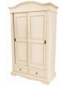 Armadio 2 ante scorrevoli legno shabby avorio anticato 122X59X200