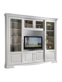 LIBRERIA PORTA TV IN LEGNO SCORREVOLI BIANCO 281x42X240