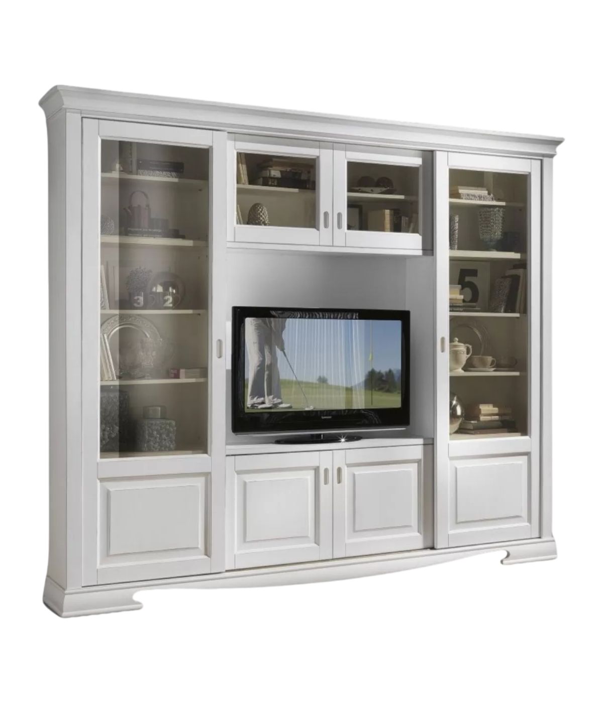 LIBRERIA PORTA TV IN LEGNO SCORREVOLI BIANCO 281x42X240