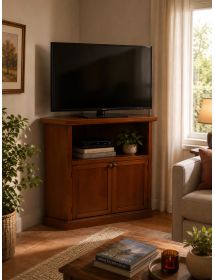 PORTA TV IN LEGNO ARTE POVERA AD ANGOLO TINTA NOCE 72x63xH80 (376)