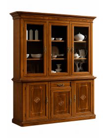CRISTALLIERA CLASSICA LEGNO 3 PORTE INTARSIO VARI COLORI 175x49x222