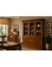 CRISTALLIERA CLASSICA LEGNO 3 PORTE INTARSIO VARI COLORI 175x49x222