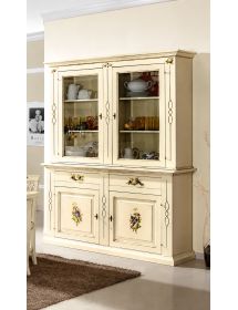 CRISTALLIERA SHABBY AVORIO PENNELLATO DECORI 168x48x222