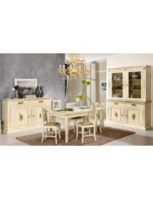 CRISTALLIERA SHABBY AVORIO PENNELLATO DECORI 168x48x222