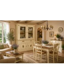 CRISTALLIERA SHABBY AVORIO PENNELLATO DECORI 168x48x222