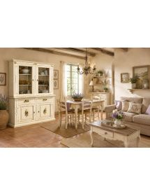 CRISTALLIERA SHABBY AVORIO PENNELLATO DECORI 168x48x222