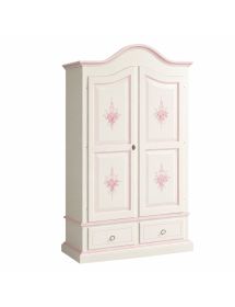 ARMADIO IN LEGNO SHABBY BIANCO CON DECORI ROSA 122X60X200 (1320)