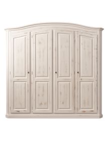 ARMADIO SHABBY 4 ANTE LEGNO ABETE BIANCO ANTICATO 231X63X219