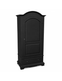Armadio shabby chic 1 porta legno nero opaco 96x56x196