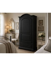 Armadio shabby chic 1 porta legno nero opaco 96x56x196