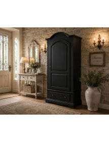 Armadio shabby chic 1 porta legno nero opaco 96x56x196