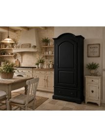 Armadio shabby chic 1 porta legno nero opaco 96x56x196