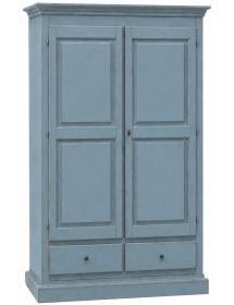 Armadio 2 porte legno shabby azzurro anticato 125X61X200