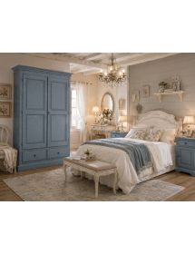 Armadio 2 porte legno shabby azzurro anticato 125X61X200