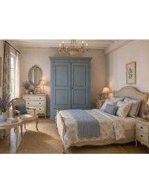 Armadio 2 porte legno shabby azzurro anticato 125X61X200