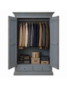 Armadio 2 porte legno shabby azzurro anticato 125X61X200