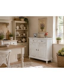 MADIA CREDENZA 2 PORTE LEGNO SHABBY CHIC BIANCO CONSUMATO 112 X49X98
