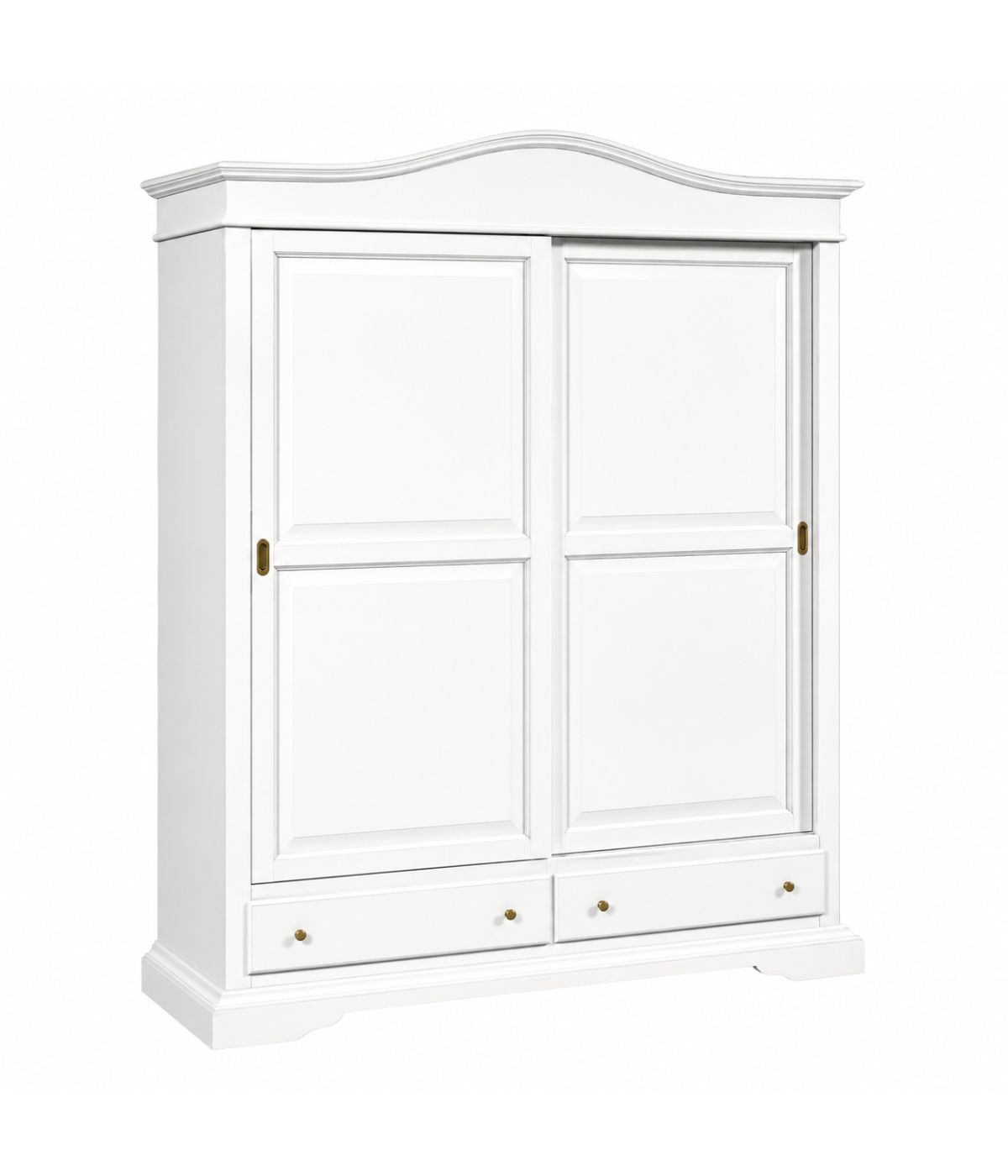 MOBILI 2G - ARMADIO 2 PORTE SCORREVOLI CLASSICO LEGNO BIANCO 180x67x225H vista frontale