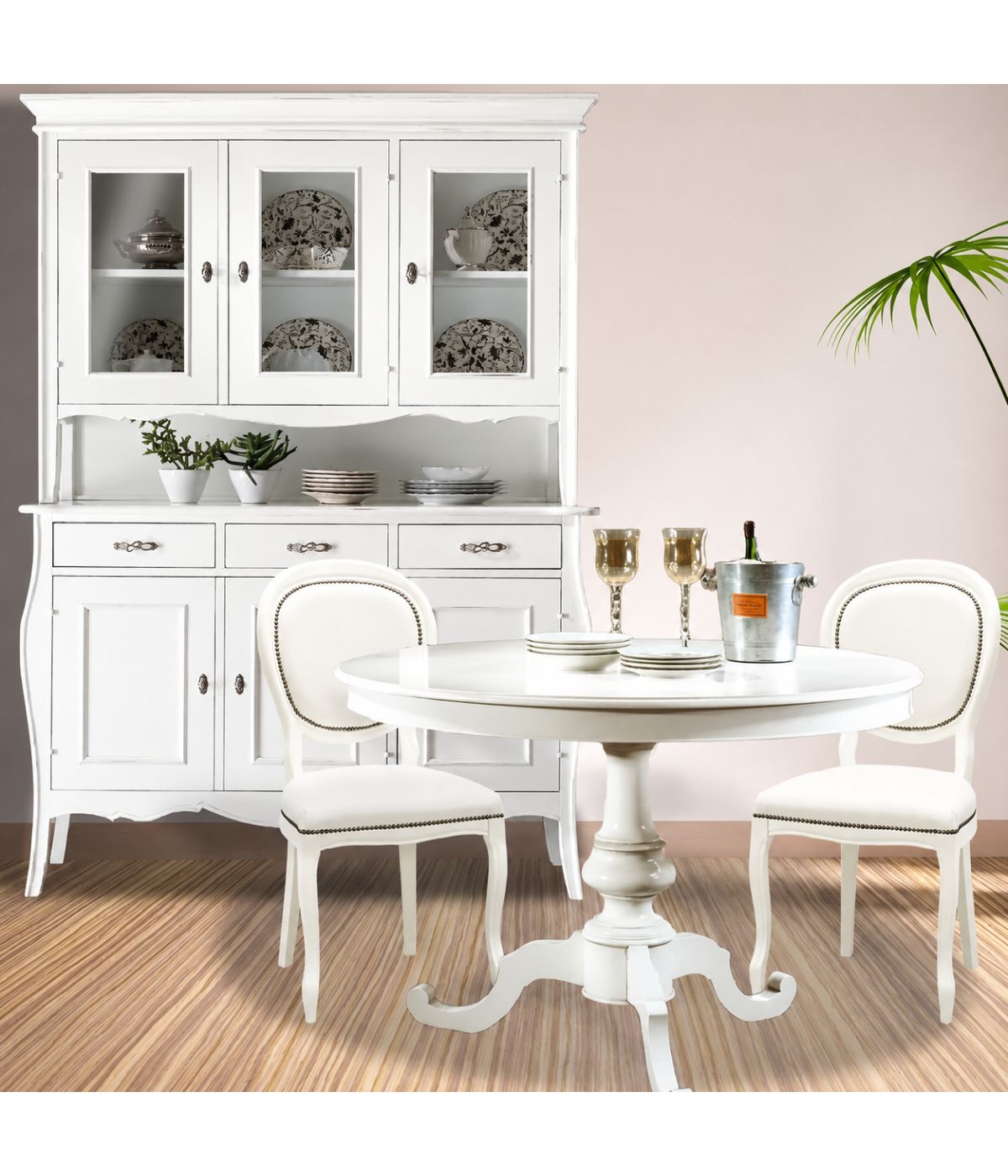 Soggiorno classico legno shabby chic bianco opaco