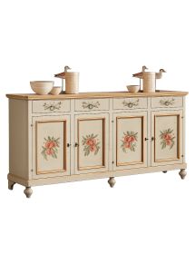 Madia credenza in legno provenzale laccata a mano 4 porte 198x50X107 vista frontale