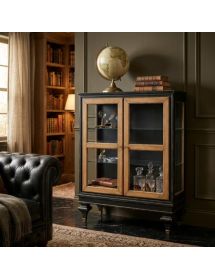 VETRINA CLASSICA 2 PORTE IN LEGNO SHABBY 80X39X104