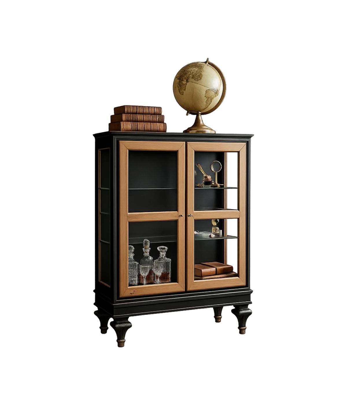 VETRINA CLASSICA 2 PORTE IN LEGNO SHABBY 80X39X104