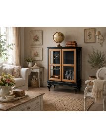 VETRINA CLASSICA 2 PORTE IN LEGNO SHABBY 80X39X104