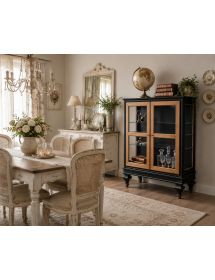 VETRINA CLASSICA 2 PORTE IN LEGNO SHABBY 80X39X104