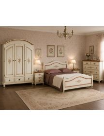 Camera completa classica legno shabby bianco anticato filo arancione