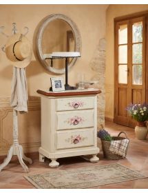 Camera completa classica legno shabby bianco anticato filo arancione