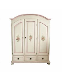 Camera completa legno shabby bianco anticato filo rosa/azzurro/arancione